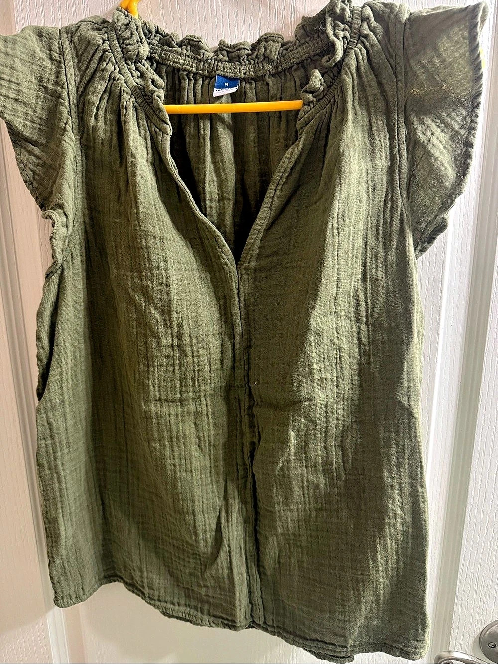Old Navy Olive Ruffle Sleeve Blouse Size Medium